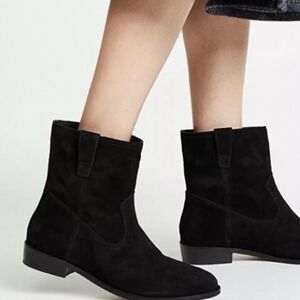 Rebecca Minkoff Womens Chasidy Low-Heel Western Black Suede Booties Size 8